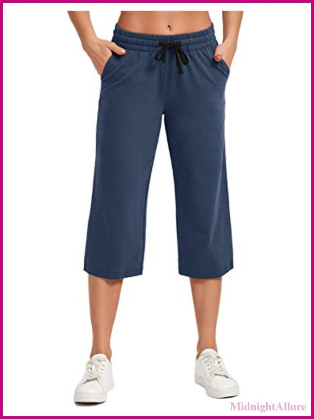 Cotton Wide Leg Capri Pants with Pockets Yoga Sweatpants